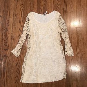 Beautiful Ivory Eyelet Lace Long Sleeve Dress